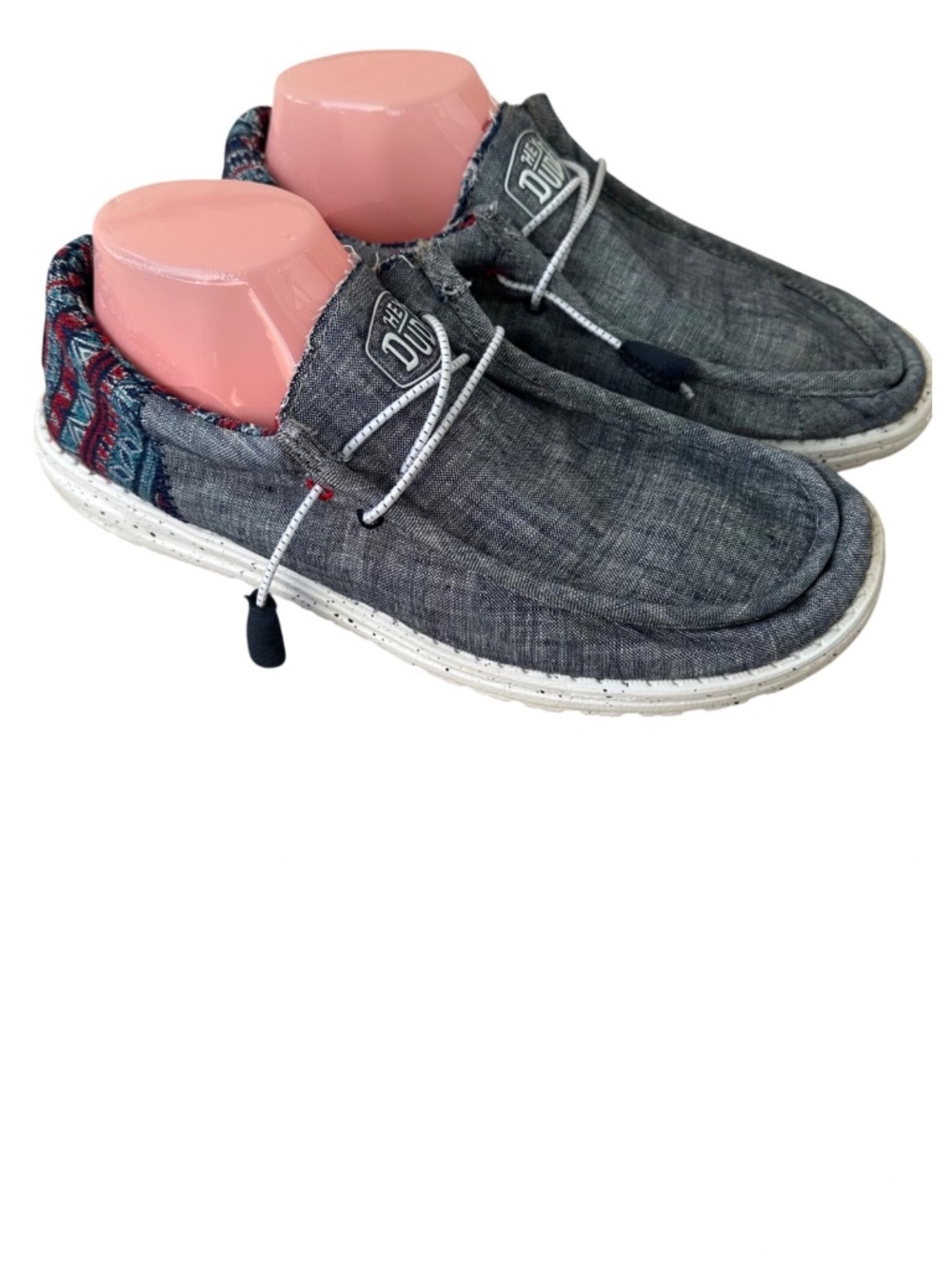 Hey Dude Wally Funk Jacquard Loafers Shoes Mens 9 Women 11 Chambray Blue Slip On
